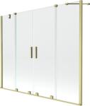 Mexen Velar Duo, 2 szárnyas eltolható kádparaván 180 x 150 cm, 8mm átlátszó üveg, arany matt profil, 896-170-000-02-55 (896-170-000-02-55)