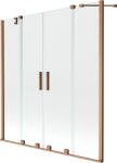 Mexen Velar Duo, 2 szárnyas eltolható kádparaván 140 x 150 cm, 8mm átlátszó üveg, réz matt profil, 896-140-000-02-65 (896-140-000-02-65)