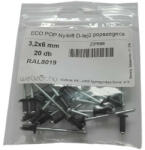  EcoPop nyitott D-fejű popszegecs 3, 2x6 RAL8019 (20 db) (ZIP698)