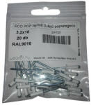  EcoPop nyitott D-fejű popszegecs 3, 2x10 RAL9016 (20 db) (ZIP703)