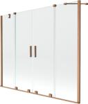 Mexen Velar Duo, 2 szárnyas eltolható kádparaván 200 x 150 cm, 8mm átlátszó üveg, réz matt profil, 896-200-000-02-65 (896-200-000-02-65)