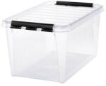 SMARTSTORE Műanyag tárolódoboz, 47 liter, fekete fogantyúkkal, SMARTSTORE "Classic 45", átlátszó (3476070) - iroszer24