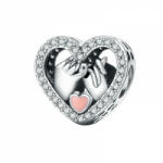 KRASSUS Talisman Charm argint 925 KRASSUS Cross my Heart, pentru bratara sau pandantiv lant, model inima (BAM039)