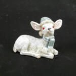  Kerámia glitteres fekvő fehér őzike sapkában 2 féle