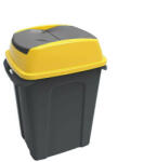PLANET Hippo Billenős Szelektív hulladékgyűjtő szemetes, műanyag, antracit/sárga, 70L (ALUP238S)