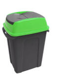 PLANET Hippo Billenős Szelektív hulladékgyűjtő szemetes, műanyag, antracit/zöld, 70L (ALUP238Z)