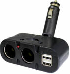 H-Drive Európa Kettes Szivargyújtó elosztó AE-WF033, USB 12-24V (AE-WF033)