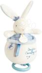 Doudou Iepuraș de pluș cu melodie Bunny Sailor Music Box Perlidoudou Doudou et Compagnie albastru 14 cm în ambalaj cadou de la 0 luni (DC3520)