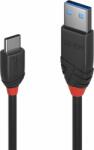Lindy 36907 Black Line USB Type-A apa - USB Type-C apa 3.2 Adat és töltő kábel - Fekete (0.5m) (36915)