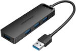 Vention USB 3.0 4-Port Hub with Power Adapter Vention CHLBF 1m, Black (35381) - vexio