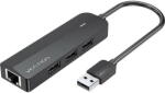 Vention USB 2.0 3-Port Hub with Ethernet Adapter 100m Vention CHPBB 0.15m, Black (35383) - vexio