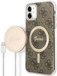 GUESS Husa Set Guess GUBPN61H4EACSW Case+Charger iPhone 11 6.1" brown/brown hard case 4G Print MagSafe - vexio
