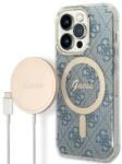 GUESS Husa Set Guess GUBPP14LH4EACSB Case+ Charger iPhone 14 Pro 6.1" blue/blue hard case 4G Print MagSafe - vexio