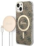 GUESS Husa Set Guess GUBPP14MH4EACSW Case+ Charger iPhone 14 Plus 6.7" brown/brown hard case 4G Print MagSafe - vexio