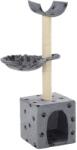 vidaXL szürke macskabútor mancsnyomokkal és szizál kaparófákkal 105 cm (170624) - vidaxl