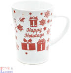  Karácsonyi bögre - piros Happy Holidays felirattal