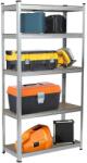 Plus Mobilier Raft metalic Extra zincat 180x90x30 cm cu 5 polite MDF, 175 kg/polita, montaj fara suruburi, (garantie 7 ani) gri 5 Raft metalic 175 kg Otel Uz comercial 900x300x1800 (61004192) Dulap arhivare