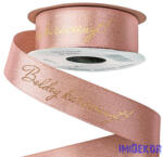  Boldog karácsonyt feliratos csillogó szatén szalag 25mm x 10m - Púder Bézs