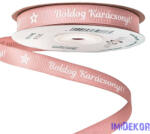  Boldog Karácsonyt! feliratos ripsz szalag 12mm x 20m - Púder