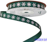  Hópehely mintás ripsz szalag 12mm x 20m - Sötétzöld