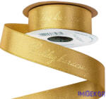  Boldog karácsonyt feliratos csillogó szatén szalag 25mm x 10m - Arany