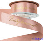  Boldog Karácsonyt! feliratos szatén szalag 25mm x 20m - Púder Bézs