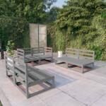 vidaXL Set mobilier de grădină, 6 piese, gri, lemn masiv de pin (3075411)