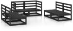 vidaXL Set mobilier de grădină, 6 piese, negru, lemn masiv de pin (3075413)