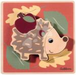 Eichhorn Puzzle din lemn de inserție animăluțe EH Inlay puzzle Eichhorn 7 tipuri diferite 4 piese de la 12 luni (EH6842)
