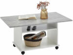 FMD betonszürke és fehér dohányzóasztal görgőkkel (428689) - pepita