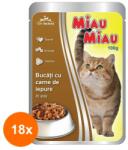 MIAU MIAU Set Hrana Umeda Pisici Miau Miau cu Iepure in Sos, 18 Plicuri x 100 g (ROC-18XMAG1016484TS)