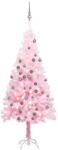 vidaXL rózsaszín PVC megvilágított műkarácsonyfa gömb szettel 120 cm (3077669) - vidaxl