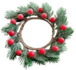 Projektdecor Karácsonyi gyertyagyűrű dekoráció fenyőágakból, piros bogyókkal 15cm