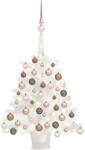 vidaXL Set brad de Crăciun artificial cu LED-uri/globuri, alb, 65 cm (3077630) - comfy