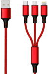 2GO 3in1 USB Ladekabel Micro-USB, Apple, TypeC Nylon 1, 5 m, Rosu (797150) - vexio