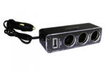 H-Drive Európa Szivargyújtó elosztó + USB AE-WF0096USB (0142)