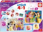 Educa Superpack 4în1 Disney Princess Educa domino pexeso și puzzle cu 25 și 50 piese de la 3 ani (EDU19683) Puzzle
