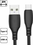 Cellect USB-A apa - USB-C apa Adat és töltő kábel - Fekete (2m) (W2207)