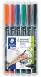 STAEDTLER Set de markere cu alcool, OHP, 1 mm, STAEDTLER "Lumocolor® 317 M", 6 culori diferite (317 WP6)