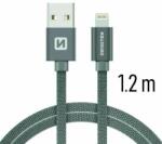 SWISSTEN - Cablu de date și încărcare cu acoperire textilă, USB/fulger, 1, 2 m gri (71523202)