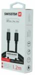 SWISSTEN - Cablu de date cu înveliș textil, USB-C/lightning MFI, 1, 2 m negru (71526201)