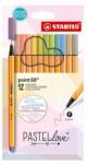 STABILO Set de stilouri cu ac de pâslă, 0, 4 mm, STABILO "Point 88 Pastellove", 12 culori diferite (8812-7-7)