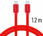 SWISSTEN - Cablu de date și încărcare cu acoperire textilă, USB-C/USB-C 1, 2 m roșu (71527206)