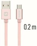 SWISSTEN - Cablu de date și încărcare cu acoperire textilă, USB/micro USB, 0, 2 m, auriu roz (71522105)