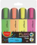 Keyroad Set de markere cu vârf tăiat, corp plat 4 buc/blister Keyroad Culori neon fluo (KR972163)
