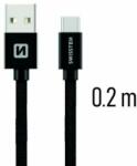 SWISSTEN - Cablu de date și încărcare cu acoperire textilă, USB/USB-C, 0, 2 m negru (71521101)