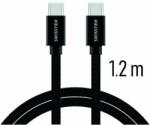 SWISSTEN - Cablu de date și încărcare cu acoperire textilă, USB-C/USB-C 1, 2 m negru (71527201)