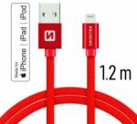 SWISSTEN - Cablu de date și încărcare cu acoperire textilă, USB/lightning MFI, 1, 2 m roșu (71524206)