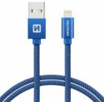 SWISSTEN - Cablu de date și încărcare cu acoperire textilă, USB/fulger, 2 m albastru (71523308)