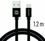 SWISSTEN - Cablu de date și încărcare cu acoperire textilă, USB/USB-C, 1, 2 m negru (71521201)